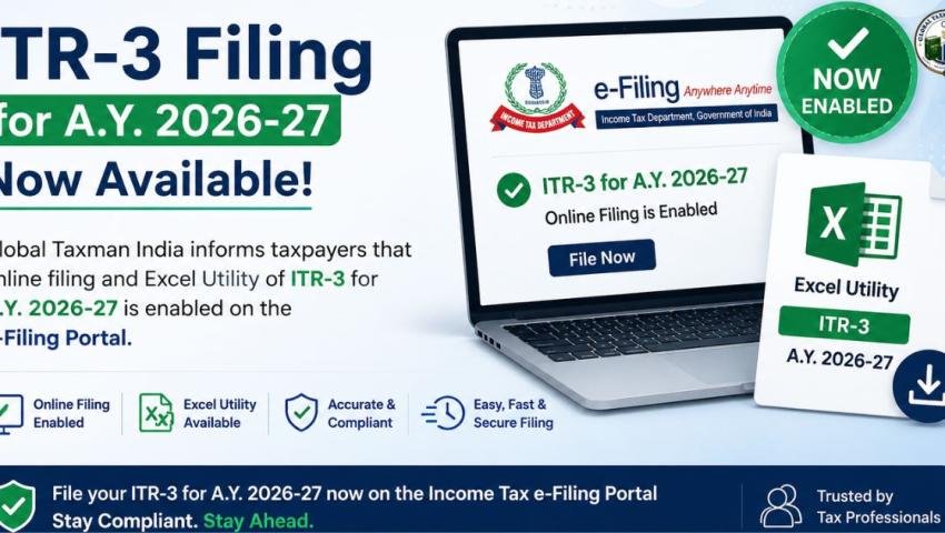 ITR-3 Filing for AY 2026-27 Now Enabled on e-Filing Portal